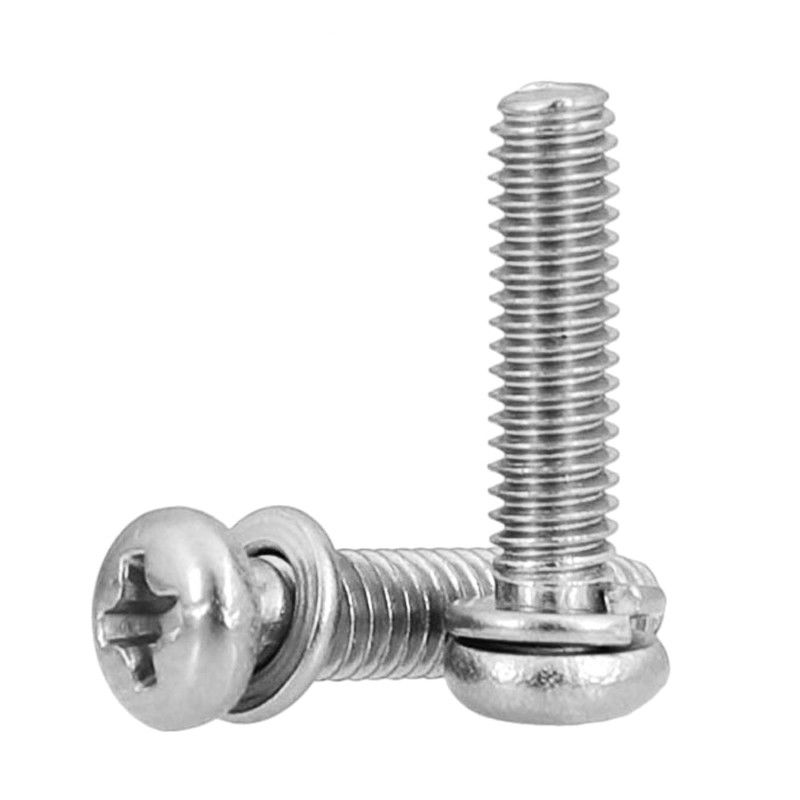 طلاء التيتانيوم GB9074.4 الفولاذ المقاوم للصدأ رأس المقلاة الصليب ثلاثي المزيج المسمار للصناعة الثقيلة